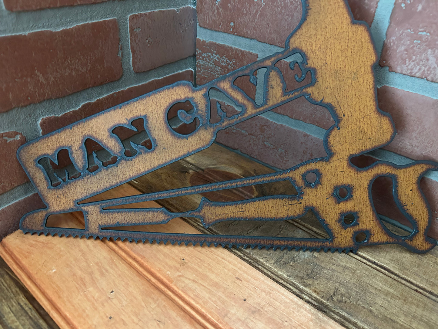 Vintage Style 14"x10" Torch Cut Steel Man Cave Sign Makes a Great Gift!
