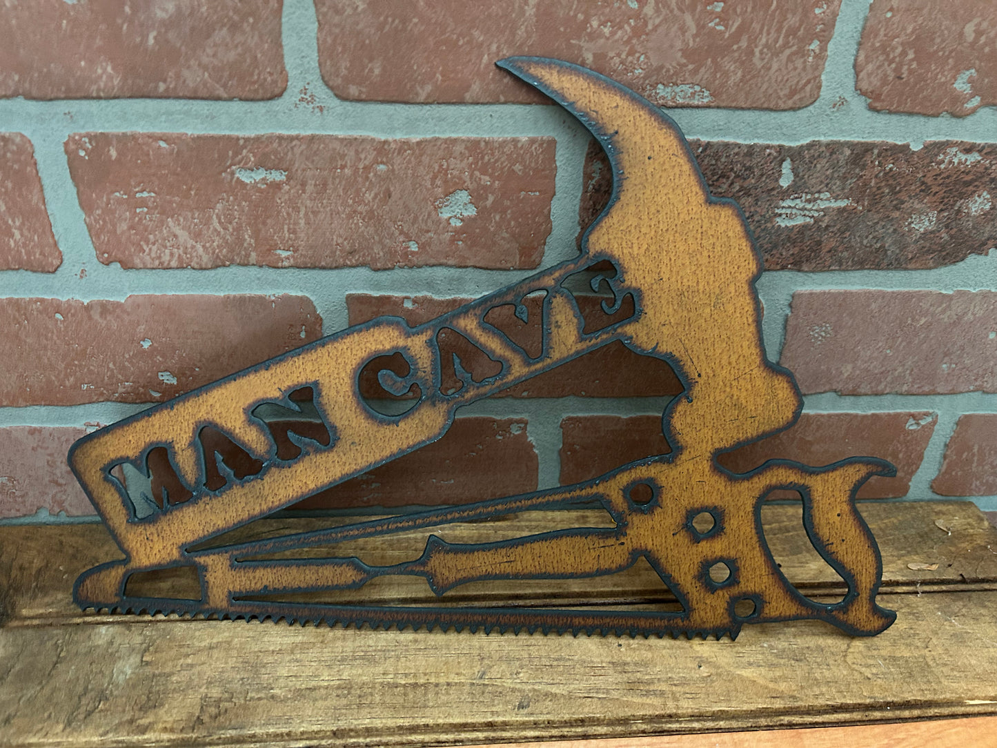 Vintage Style 14"x10" Torch Cut Steel Man Cave Sign Makes a Great Gift!
