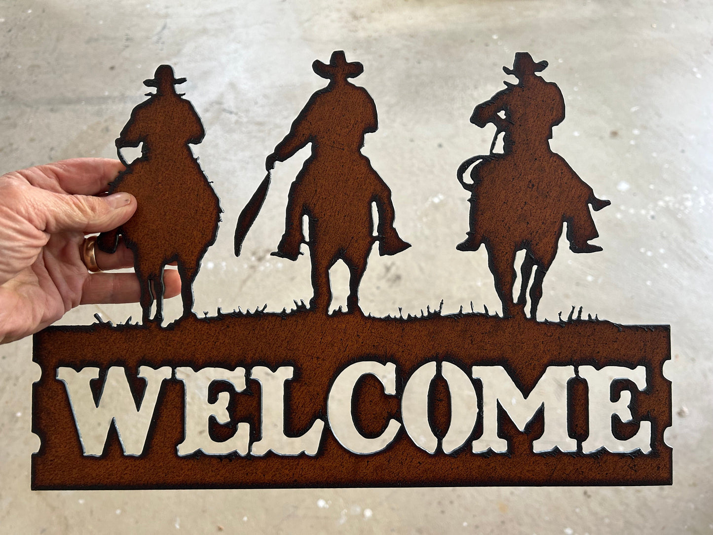 Vintage Style 15'x11' Torch Cut Steel Western Welcome Sign...Make a Great Gift