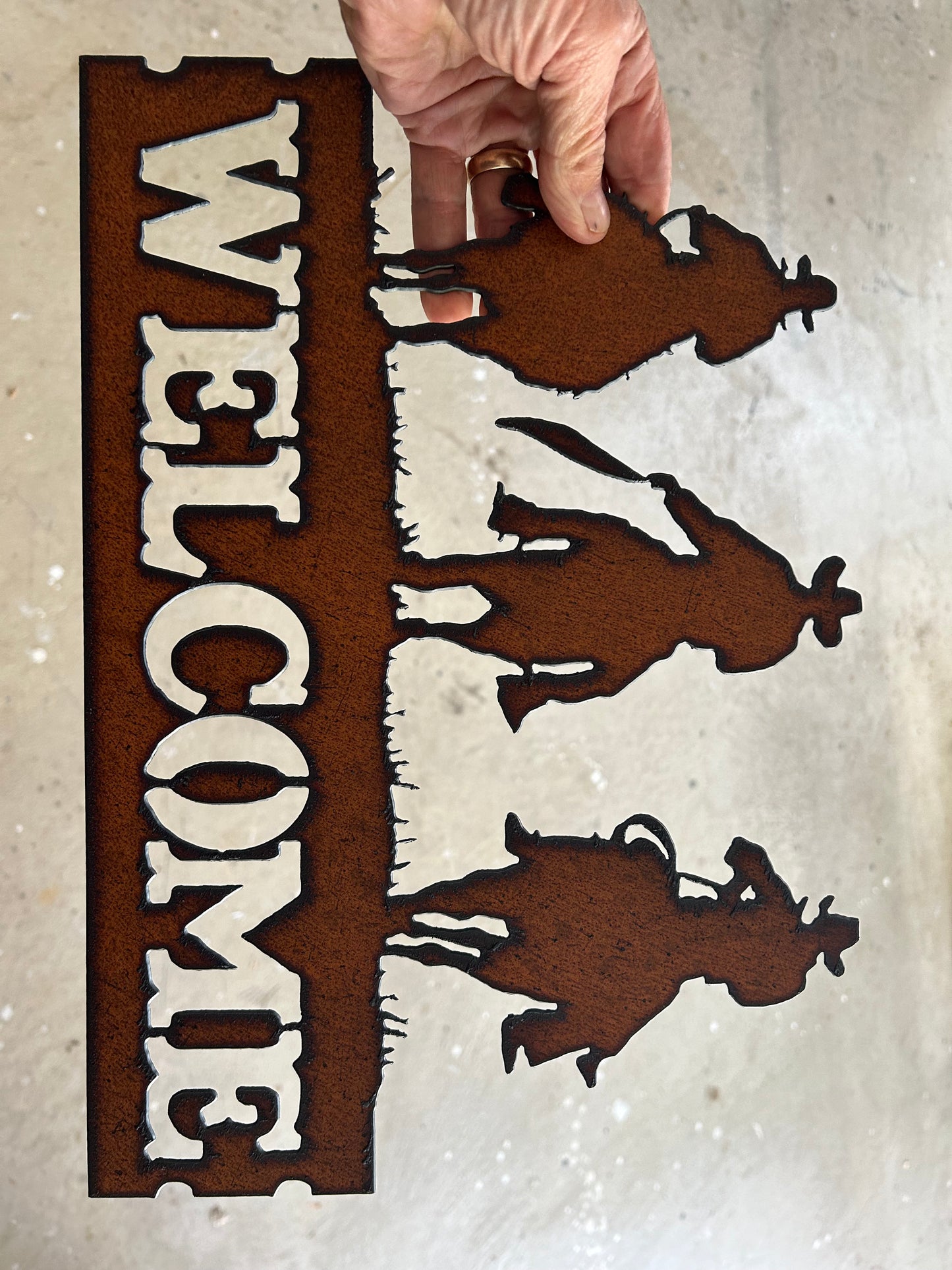 Vintage Style 15'x11' Torch Cut Steel Western Welcome Sign...Make a Great Gift