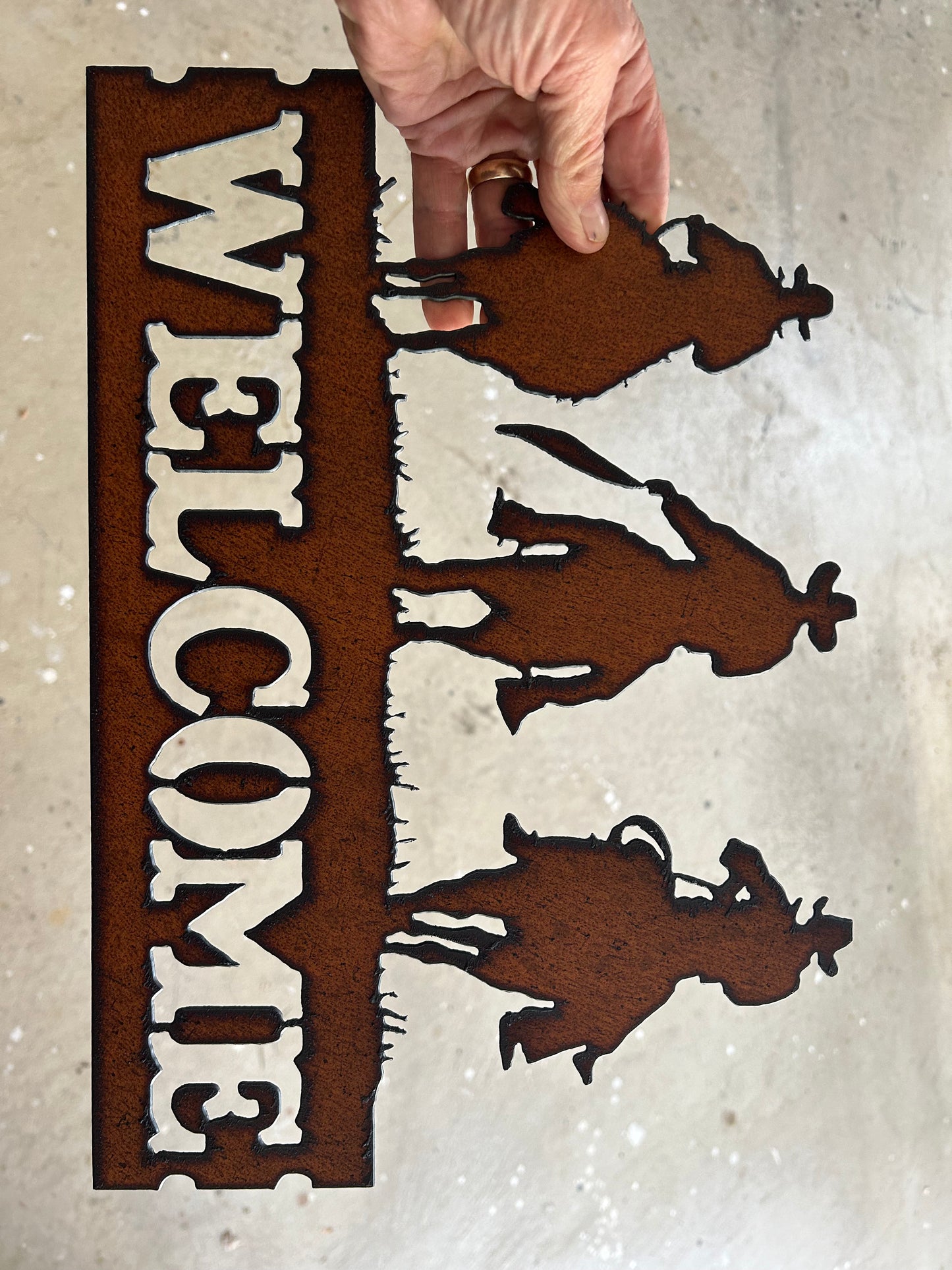Vintage Style 15'x11' Torch Cut Steel Western Welcome Sign...Make a Great Gift