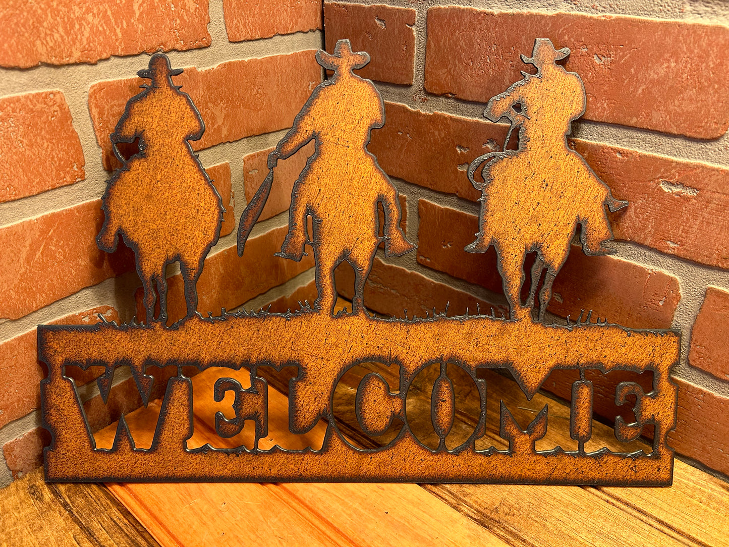 Vintage Style 15'x11' Torch Cut Steel Western Welcome Sign...Make a Great Gift