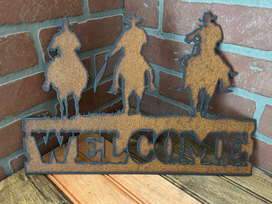Vintage Style 15'x11' Torch Cut Steel Western Welcome Sign...Make a Great Gift
