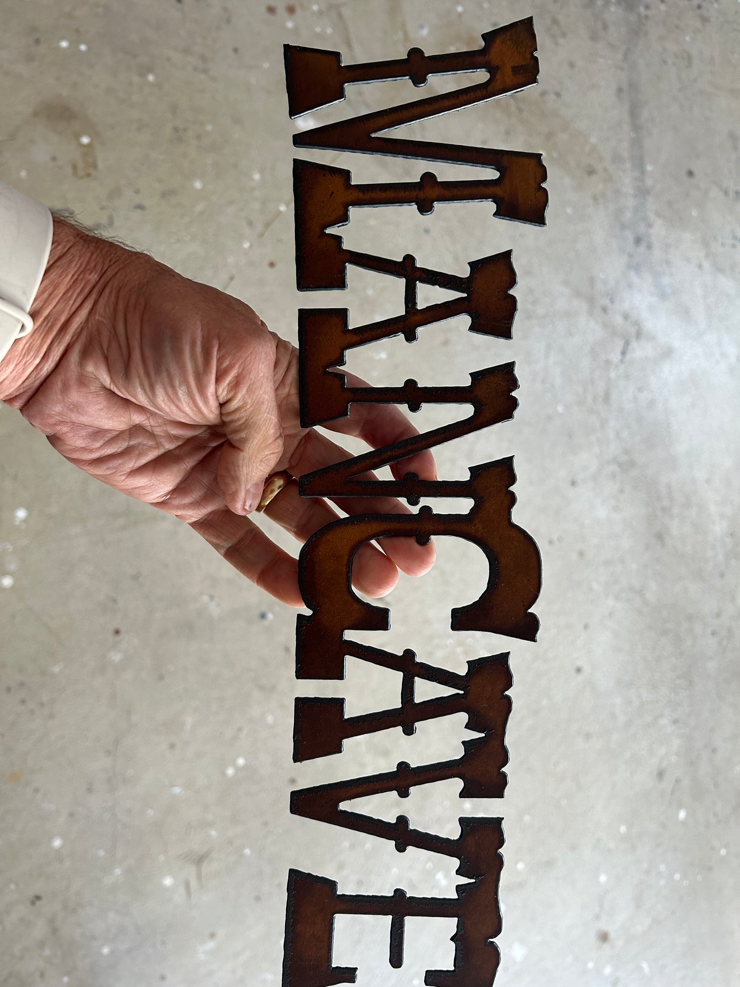Vintage Style 16'x4' Continuous Torch Cut Steel Man Cave Sign Makes a Great Gift