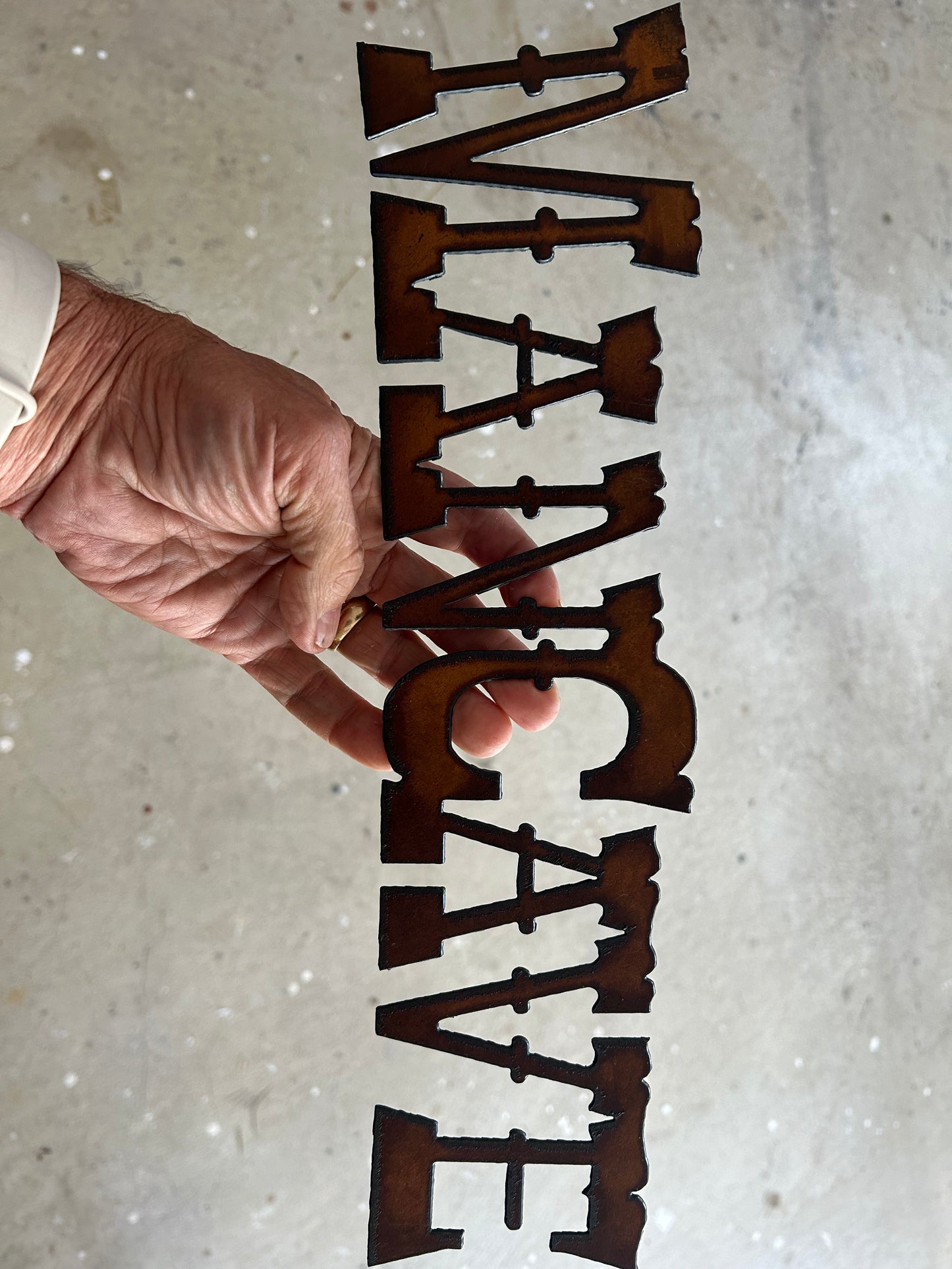 Vintage Style 16'x4' Continuous Torch Cut Steel Man Cave Sign Makes a Great Gift