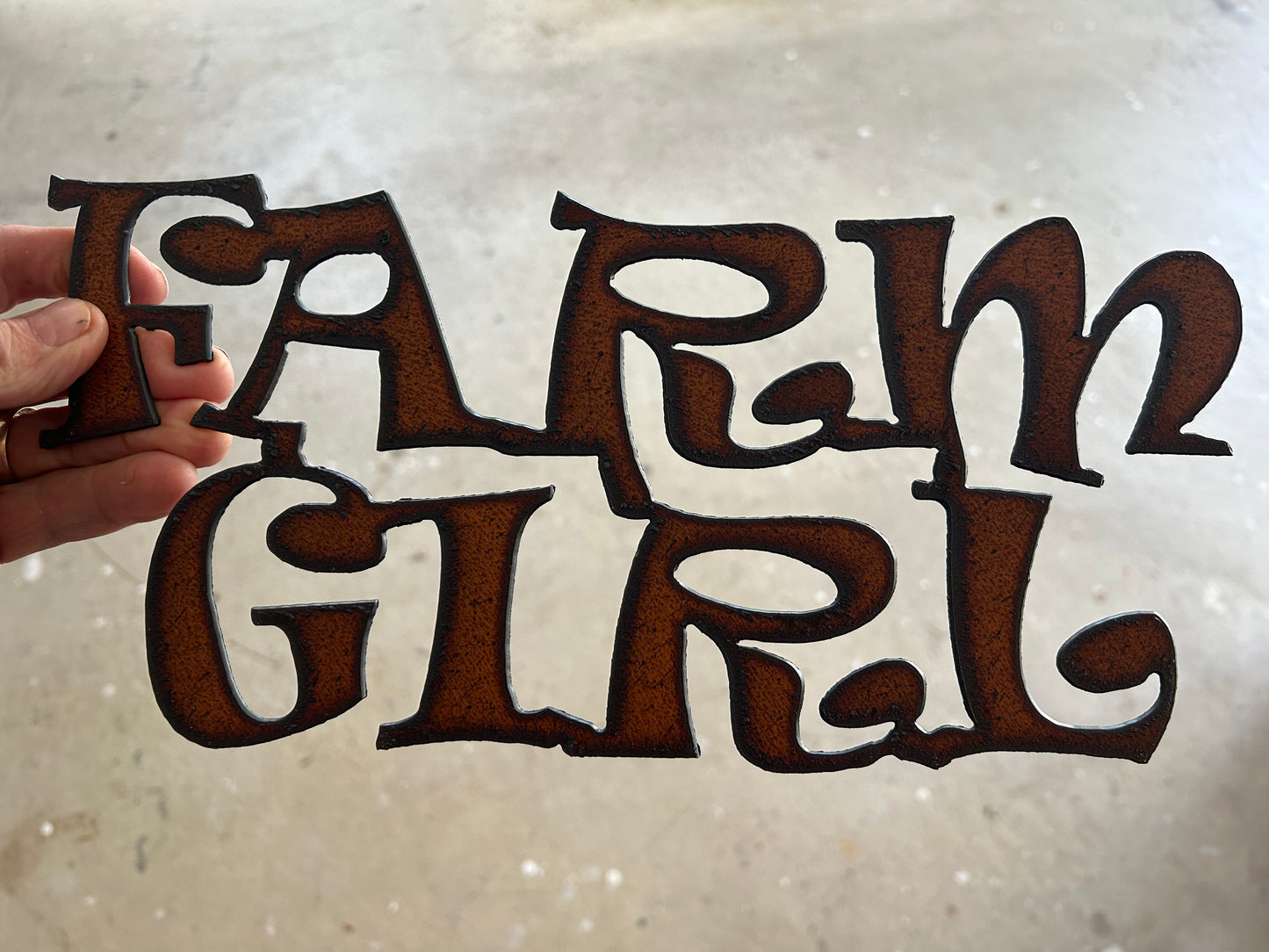 Vintage Style 12"x6" Torch Cut Steel "Farm Girl" Sign Make a Great Gift