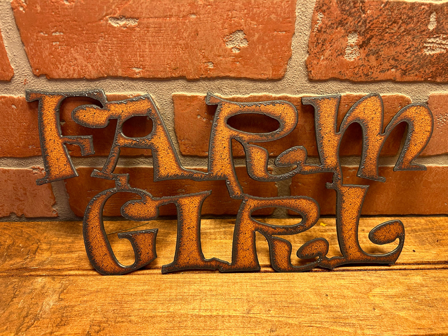Vintage Style 12"x6" Torch Cut Steel "Farm Girl" Sign Make a Great Gift
