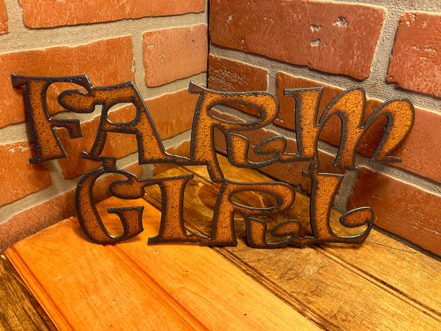 Vintage Style 12"x6" Torch Cut Steel "Farm Girl" Sign Make a Great Gift