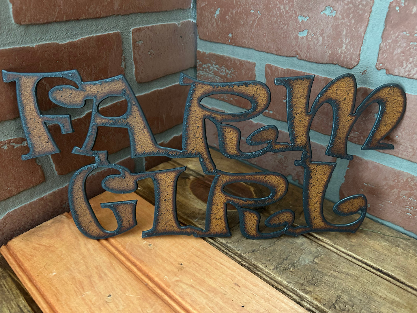 Vintage Style 12"x6" Torch Cut Steel "Farm Girl" Sign Make a Great Gift