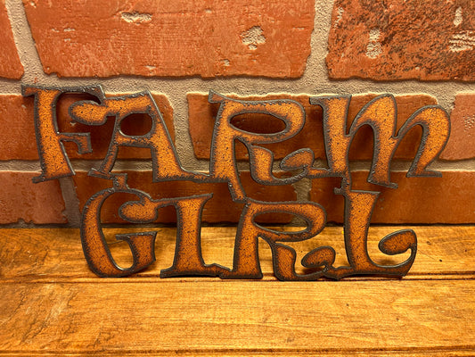 Vintage Style 12"x6" Torch Cut Steel "Farm Girl" Sign Make a Great Gift